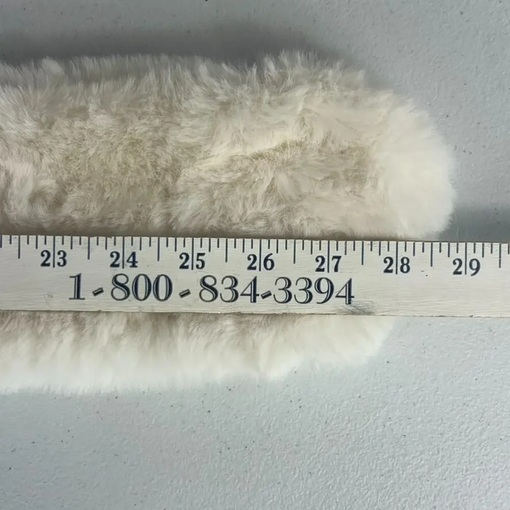 Kids Faux Fur Decorative Button Scarf White